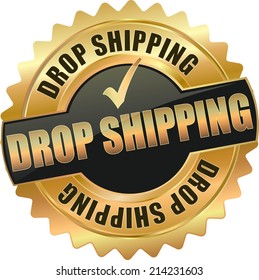 Modern Gold Drop Shipping Vector Eps10 Badge Sign
