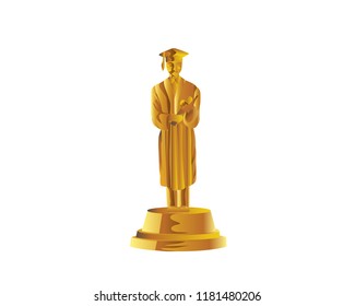 Modern Gold Education Trophy Logo Illustration In Isolated White Background