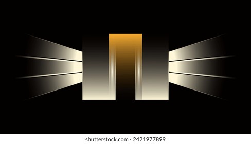 Modern gold foil background with mirror gold background vertical frame