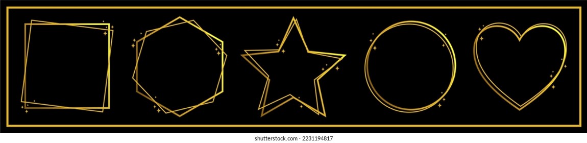 Modern gold frame set with sparkles