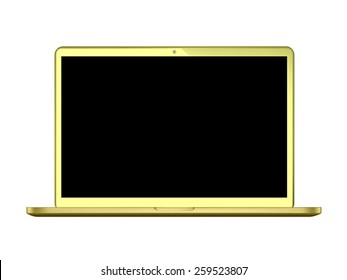 Modern gold glossy laptop isolated on white vector eps10 