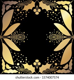 Modern gold gradient  card  or invitation, poster art floral deco style vector
