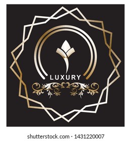 Modern gold lotus logo with modern ornaments
