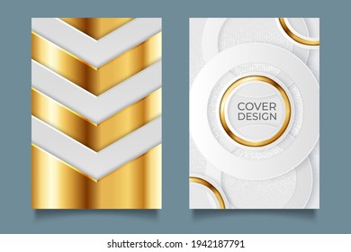 Modern gold metallic shape overlap background luxury design with space