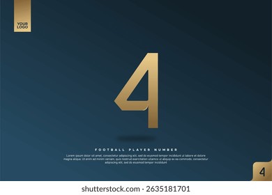 Modern Gold Number 4 on Dark Blue Background for Football Jersey Design