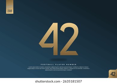 Modern Gold Number 42 on Dark Blue Background for Football Jersey Design