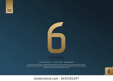 Modern Gold Number 6 on Dark Blue Background for Football Jersey Design