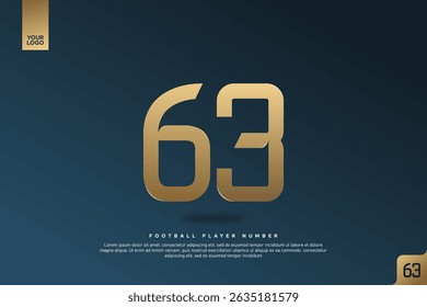 Modern Gold Number 63 on Dark Blue Background for Football Jersey Design