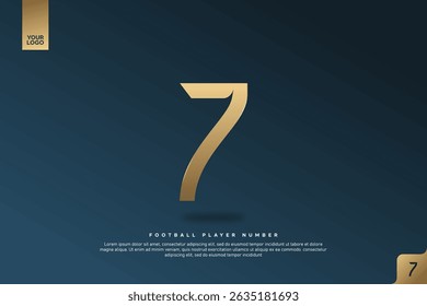 Modern Gold Number 7 on Dark Blue Background for Football Jersey Design