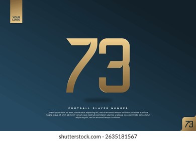 Modern Gold Number 73 on Dark Blue Background for Football Jersey Design