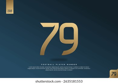 Modern Gold Number 79 on Dark Blue Background for Football Jersey Design