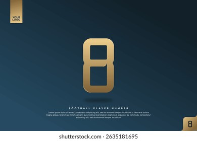 Modern Gold Number 8 on Dark Blue Background for Football Jersey Design