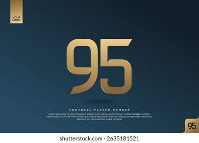 Modern Gold Number 95 on Dark Blue Background for Football Jersey Design