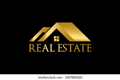 Modern Gold Real Estate  Logo Design Illustration