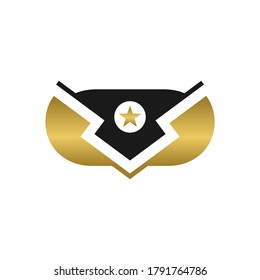 diseño del logotipo del escudo dorado moderno