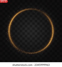 Modern gold shiny vintage frame isolated on a transparent background. Golden glowing circle frame. Abstract background. Vector illustration EPS10