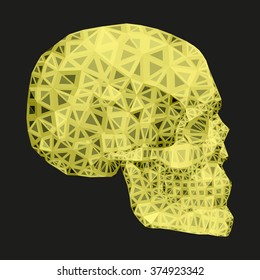 modern gold skull in decorative processing