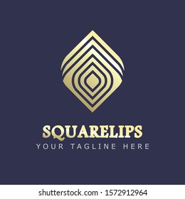 Modern gold square logo. Abstract business logo.
