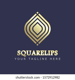 Modern gold square logo. Abstract business logo.