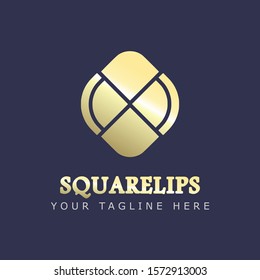 Modern gold square logo. Abstract business logo.