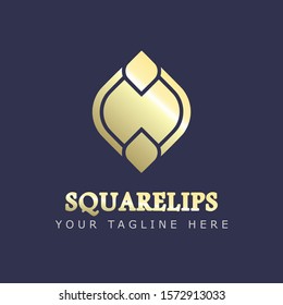 Modern gold square logo. Abstract business logo.