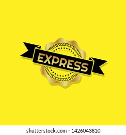 modern gold stamp with text express - gold rubber stamp. stamp with shadow