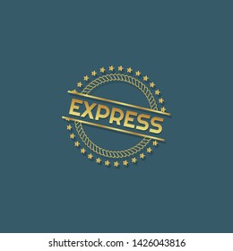 modern gold stamp with text express - gold rubber stamp. stamp with shadow