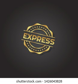 modern gold stamp with text express - gold rubber stamp. stamp with shadow