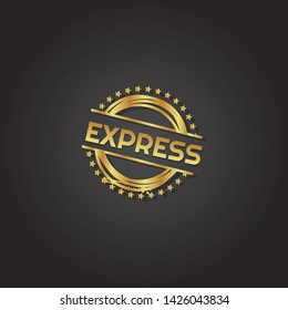 modern gold stamp with text express - gold rubber stamp. stamp with shadow