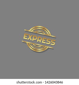modern gold stamp with text express - gold rubber stamp. stamp with shadow