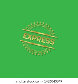 modern gold stamp with text express - gold rubber stamp. stamp with shadow