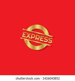 modern gold stamp with text express - gold rubber stamp. stamp with shadow