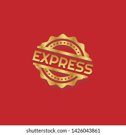 modern gold stamp with text express - gold rubber stamp. stamp with shadow