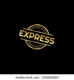 modern gold stamp with text express - gold rubber stamp. stamp with shadow