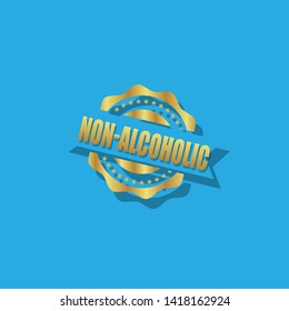 modern gold stamp with text non-alcoholic - gold rubber stamp