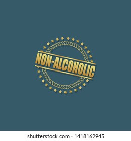 modern gold stamp with text non-alcoholic - gold rubber stamp