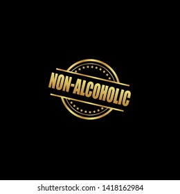 modern gold stamp with text non-alcoholic - gold rubber stamp