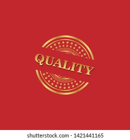 modern gold stamp with text quality - gold rubber stamp. stamp with shadow