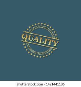 modern gold stamp with text quality - gold rubber stamp. stamp with shadow