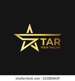 Modern Gold Star logo in elegant style with Black Background