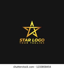Modern Gold Star logo in elegant style with Black Background