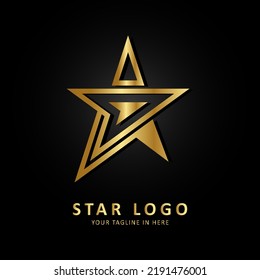 Modern gold star logo elegant concept design collection, black background