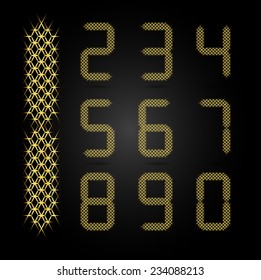 modern gold star numbers set. 