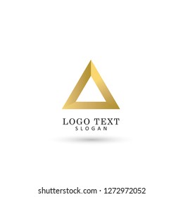 Modern Gold Triangle Logo. Symbol & Icon Vector Template.