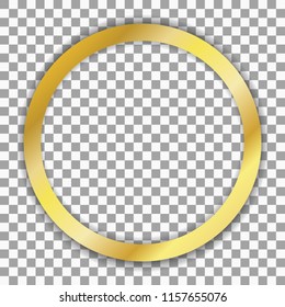 Modern gold vector empty frame isolated on transparent background. Metal gradient. Template for web, app, banners. Realistic golden ring with drop shadow.