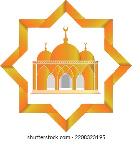 modern gold vector mosque icon