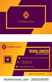 modern gold violet business card with color gradation, identity card, template, etc. by vector design