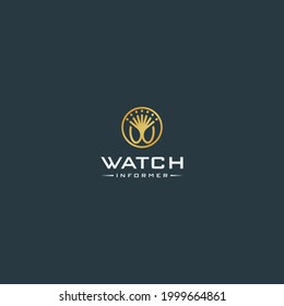 modern gold watch information logo design