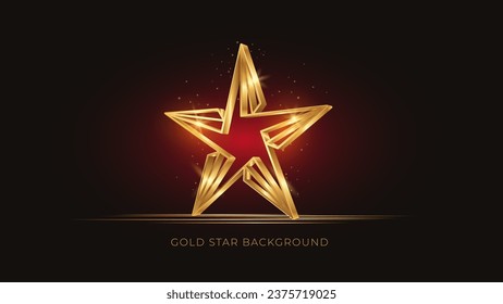 Modern Golden 3d star on dark background. Luxury award banner. Vector illustration