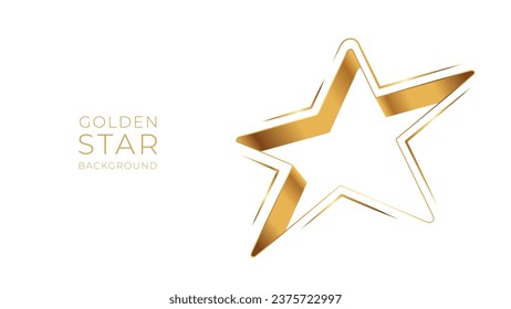 Moderner Goldener 3D-Stern auf weißem Hintergrund. Luxusbanner. Vektorgrafik